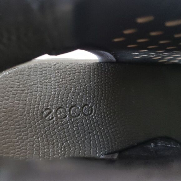 ECCO Freja Wedge Leather Sandal Bootie Ankle Boot Open Toe Laser Cut Black - Picture 12 of 16